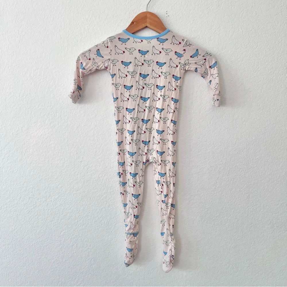 Kickee Pants Latte Chickens Bamboo Zipper Sleeper Sz 18-24M